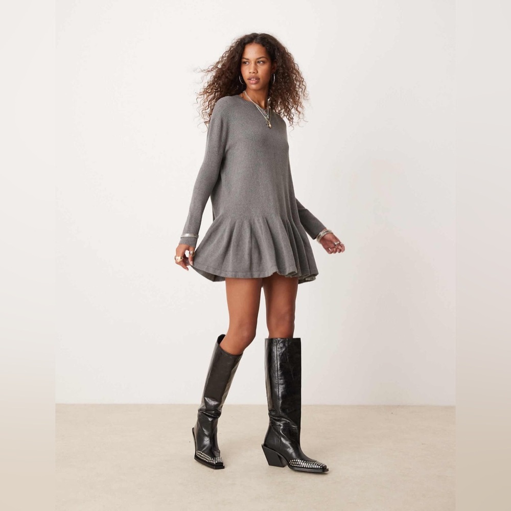 Free People knit mini ruffle hem mini dress